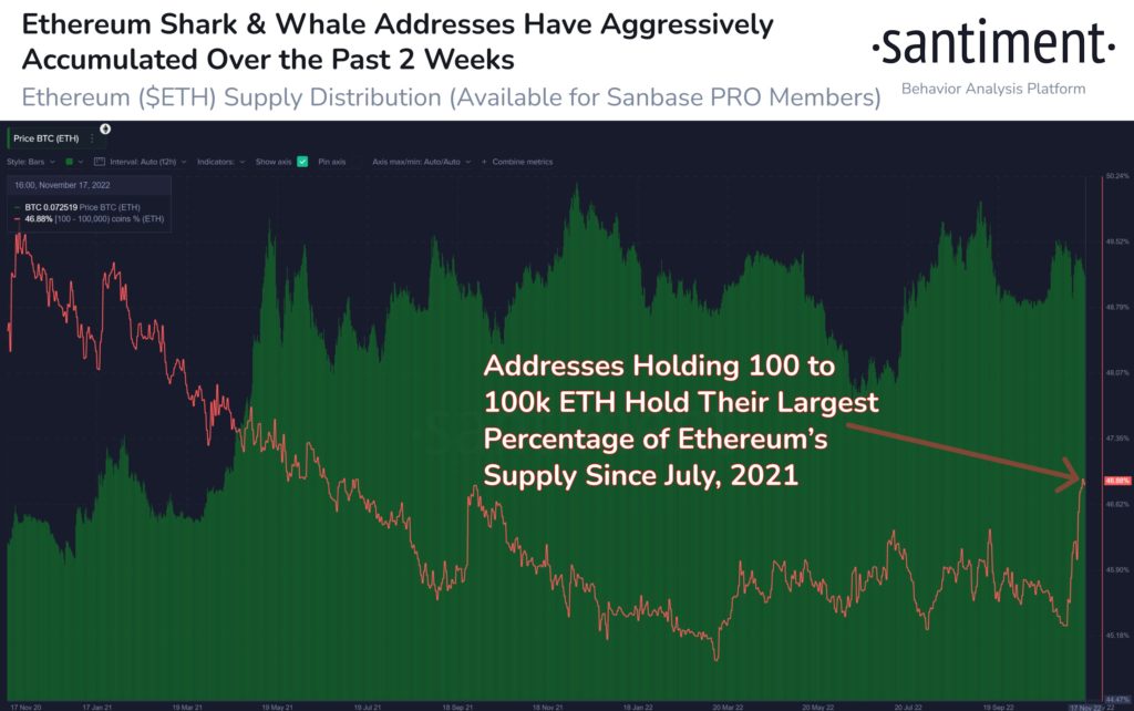 Market Research Report: FTX Contagion Starts but Prices Remain Resilient, Hawkish Fed Speech Deflates Stock Rally - ETH smaller whales 1024x642